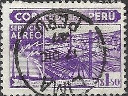 PERU 1938 Air. National Radio Station, San Miguel - 1s.50 - Violet FU (Columbian Bank Note Printing) - Peru