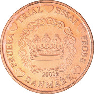 Danemark, Euro Cent, 2002, Unofficial Private Coin, SUP+, Cuivre Plaqué Acier - Privatentwürfe