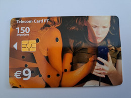 PORTUGAL   CHIPCARD  150 Units  € 9,-   GIRL ON PHONE      Nice  Fine Used      **11387** - Portugal