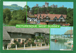 PICTURESQUE WEST SUSSEX MULTIVIEW. STOPHAM BRIDGE, STEYNING, BOSHAM ARUNDELCPM 1990 - Arundel