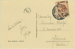 P0298 - SOMALIA - STORIA POSTALE -  Sassone # 77 Su CARTOLINA Da Mogadiscio 1926 - Somalië