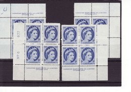 7923) Canada QE II Wilding Block Mint Light Hinge Plate 6 - Plattennummern & Inschriften