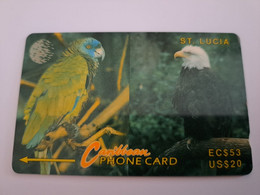 ST LUCIA    $ 53/ US 20  CABLE & WIRELESS  STL-14E  11CSLA    PARROT/EAGLE  Fine Used Card ** 11447** - St. Lucia
