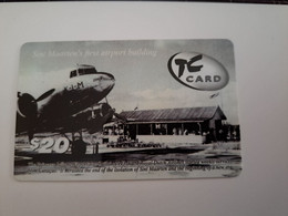 St MAARTEN  Prepaid  $20   ST MAARTEN  TC CARD  OLD AIRPORT BUILDING, KLM PLANE IN SIGHT    Fine Used Card  **11457** - Antillas (Nerlandesas)