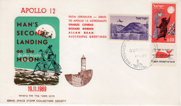 Israel, USA 1969 Spaceship/Vaisseau "Apollo 12-Moon", "Conrad,Gordon,Bean"  Cover Sp 17 - Azië
