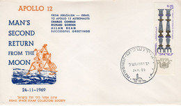 Israel, USA 1969 Spaceship/Vaisseau "Apollo 12-Return From The Moon", "Conrad,Gordon,Bean"  Cover Sp 18 - Azië