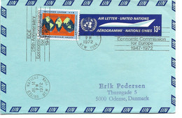 United Nations - Uprated Aerogramme. Sent To Denmark.  H- 1851 - Covers & Documents