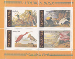 Audubon Birds - Wildlife In Peril - On Leaflet - Tanzania (1964-...)