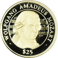 Monnaie, Libéria, Mozart, 25 Dollars, 2000, American Mint, FDC, Or, KM:625 - Liberia