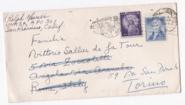 Enveloppe 1959 San Francisco Californie Pour Turin Italie , 2 Timbres - Storia Postale