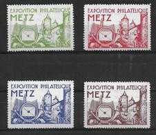 Exposition Philatelique De Metz 1938 Quatre Vignettes** - Briefmarkenmessen