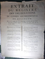 PLACARD REVOLUTION CLOCHES CARILLONS REGLEMENT POUR LE SON DES CLOCHES APPELANT LES FIDELES BESANCON 1792 - Documents Historiques