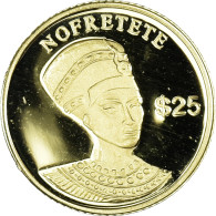 Monnaie, Libéria, Néfertiti, 25 Dollars, 2000, American Mint, FDC, Or - Liberia
