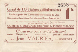 18 : Bourges : Pharmacie Du Progrès , Carnet Timbres Antituberculeux   ///     Ref. Oct. 22 // N° 22.309 - Bourges