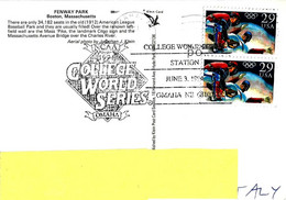 USA - 1994 OMAHA College World Series INCAA Su Cartolina Illustrata Fenway Park Boston Viaggiata Per L'Italia - 9467 - Honkbal