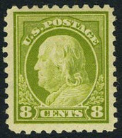 US #431 XF JUMBO MARGINS   Deep Olive Color Variety   Mint Hinged 8c Franklin Of 1914 - Unused Stamps