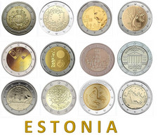 ESTONIA COLLEZIONE COMPLETA 2 € EURO COMMEMORATIVE 2012-2021 FDC UNC (12 MONETE) - Estonie