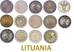 LITUANIA COLLEZIONE COMPLETA 2 € EURO COMMEMORATIVE 2015-2021 FDC (14 MONETE) - Litauen