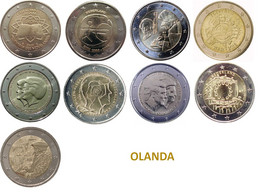 OLANDA COLLEZIONE COMPLETA 2 € EURO COMMEMORATIVE 2009-2022 FDC (9 MONETE) - Collezioni