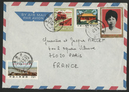 CHINA N° 1782D "YANGTSE" + N° 1826 + 2070 + 2131 (Yang Kai Hui) On An Envelope To France. - Lettres & Documents
