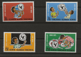KUT, 1971, UNICEF 25th Anniversary, Complete Set, MNH - Kenya, Uganda & Tanzania