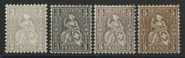 HELVETIA Assise 1862 N° 33 + 34 + 35 + 35a (Zu 28 à 30b) Cote 286 €, Neufs * (MN), Voir Description - Nuevos