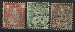 HELVETIA Assise 1862 N° 38 + 39 + 40 (Zu 33 + 34 + 35) Cote 315 €, Oblitérés, Voir Description - Used Stamps