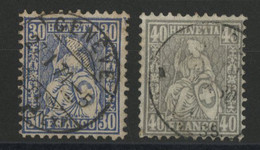 HELVETIA Assise 1867 N° 46 + 47 (Zu 41 + 42) Cote 135 €, Oblitérés, Voir Description - Used Stamps