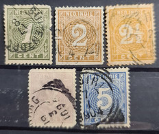 NETHERLANDS INDIES 1883-90- Canceled - Sc# 17, 18, 19, 20, 22 - Indes Néerlandaises