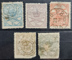 DENMARK 1864/68 - Canceled - Sc# 11-15 - 14&15 Damaged On Lower Corners! - Used Stamps