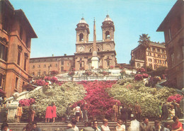 Europe Italy Rome Steps And Church Of Trinita Dei Monti From Spanish Square Postcard - Altare Della Patria