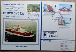 BRITISH ANTARCTIC TERRITORY 'ROTHERA' TO NEW ZEALAND 1991 COVER, RSS JAMES CLARK ROSS, RESEARCH, SHIPS, COMPLETE SET - Brieven En Documenten