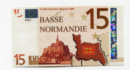 Beau Billet Fictif De 15 Euros "Basse-Normandie" CGB Collections Régions 2008 - Mont Saint Michel - Fiktive & Specimen