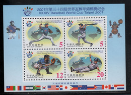 Taïwan (Formose)  Y BF 89 (2616, 2617, 2618, 2619), M BL 88 (2705,2706, 2707, 2708), **, Baseball, Base - Unused Stamps