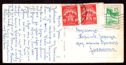 Yugoslavia 1962 PORTO 10 Dinars In Pair Used On Postcard Skopje Bridge Bus River Macedonia To Zrenjanin Serbia - Segnatasse