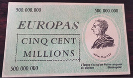 Billet Fantaisie Années 50 "Europas - Cinq Cent Millions - Montesquieu" - Andere & Zonder Classificatie