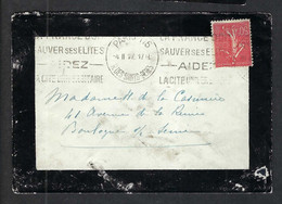 FRANCE 1927: LSC De Paris Pour Boulogne-s-Seine (Seine) Affr. De 50c - 1903-60 Semeuse Lignée