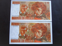 2 Billets NEUF Numéros Qui Se Suivent De  10 F BERLIOZ  Du 2/06/1977, - 10 F 1972-1978 ''Berlioz''