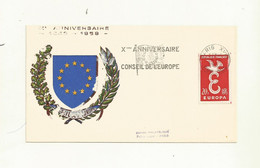 FLAMME Xéme ANNIVERSAIRE DU CONSEIL DE L'EUROPE PARIS 05/05/1959 - 1959