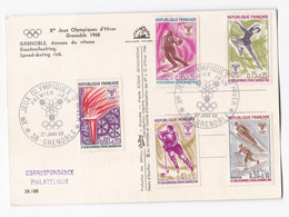 Jeux Olympique 1968 Grenoble CPA 1e Jour . Anneau De Vitesse , Avec 5 Timbres. - Grenoble