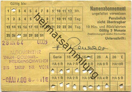 Schweiz - Autoverkehr Thun-Goldiwil-Heiligenschwendi AG - Namenabonnement 1964 - Europe