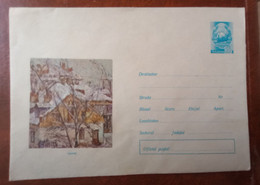 Errors Envelope Romania 1972 Art Painting Winter, Landscape Winterprinte With Misplaced Image - Lettres & Documents