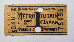 Ancien Ticket De Métro - Paris Métropolitain RATP - S030Z -  2ème Classe - Lettre I - Valable Pour 2 Voyages - Europe