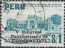 PERU 1951 Fifth Pan-American Highways Congress - 1s. National Judicial Palace Overprinted FU - Peru