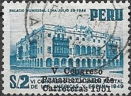 PERU 1951 Fifth Pan-American Highways Congress - 2s. Municipal Palace Overprinted FU - Peru