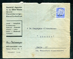 Alsace Lorraine - Enveloppe Commerciale De Mulhouse Pour Paris En 1941 Avec Contrôle Postal - O 50 - Brieven En Documenten