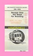 TICKET TRAMWAY  San Francisco - Wereld