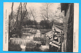 (RECTO / VERSO) NOYELLES SUR MER EN 1914 - JARDIN DE L' HOTEL - VUE DE LA RIVIERE ET RUINES DU MOULIN - BEAU CACHET  CPA - Noyelles-sur-Mer