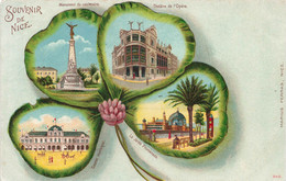 CPA Souvenir De Nice - Trefle - Carte Multivues - Carte Circulée En 1905 - Greetings From...