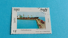 CAMBODGE - CAMBODIA - Etat Du Cambodge - Timbre 1990 : Port Marchand De Kampong Som - Cambodia